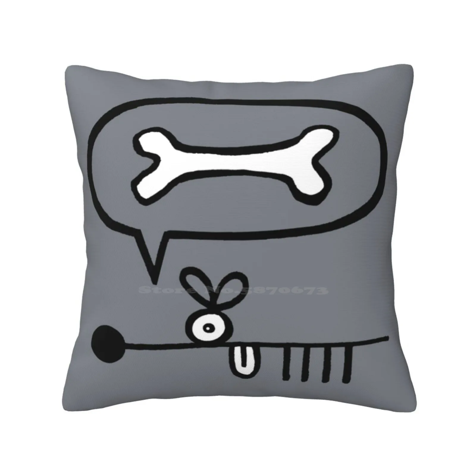 Abstract Dog Expresses Innermost Desire Throw Cushion Pillow Cover Dog Expresses Innermost Desire Bone Food Hungry Animal