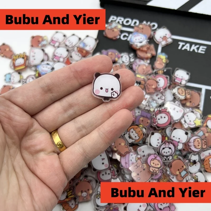 Small Panda Bubu And Yier 2-4cm Double-sided Transparent Sheet Acrylic Cute Handmade Diy Patch Phone Shell Keychain Material