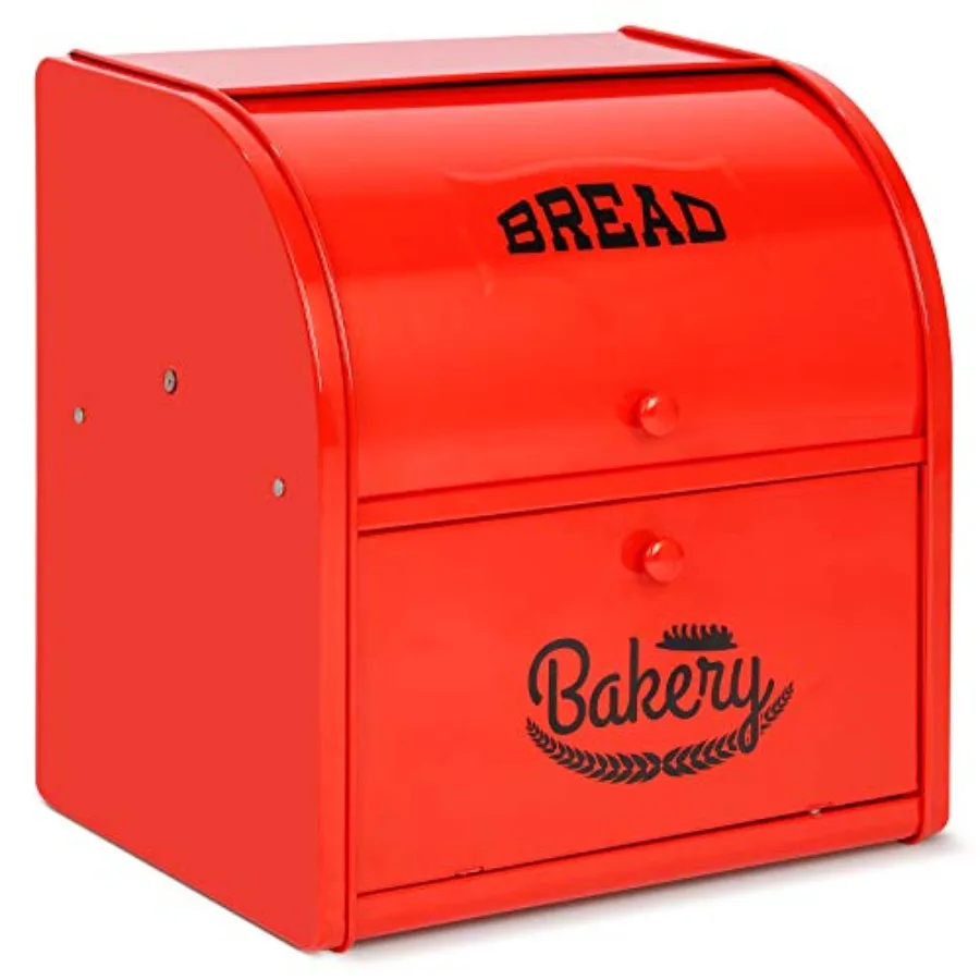 

Bread Box Metal Bread Box for Kitchen Countertop 2 Layer Roll Top Bread Boxes Stainless Steel Bread Storage Kitchen Counter Bre