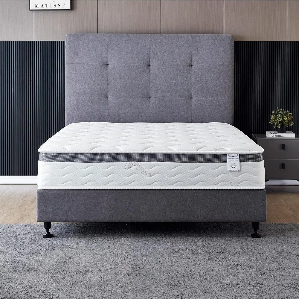 

10 Inch Cool Memory Foam&Spring Hybrid Mattress with Breathable Cover-Comfort Plush Euro Pillow Top-Rolled in a Box-Oliver&Smith