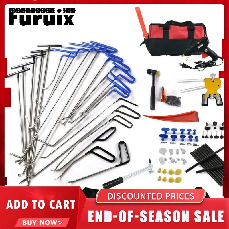 Furuix Hand Tools Ding Dent Repair Rods Professional Paintless dent remove for Hail Removal Big Kit