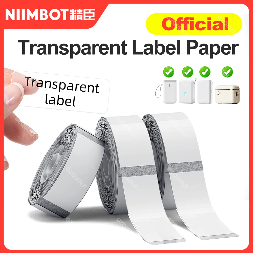 12-15mm Transparent Label Sticker Niimbot Official Paper Roll Replacement for Printer Waterproof  Clear Papers D101 D11 D110