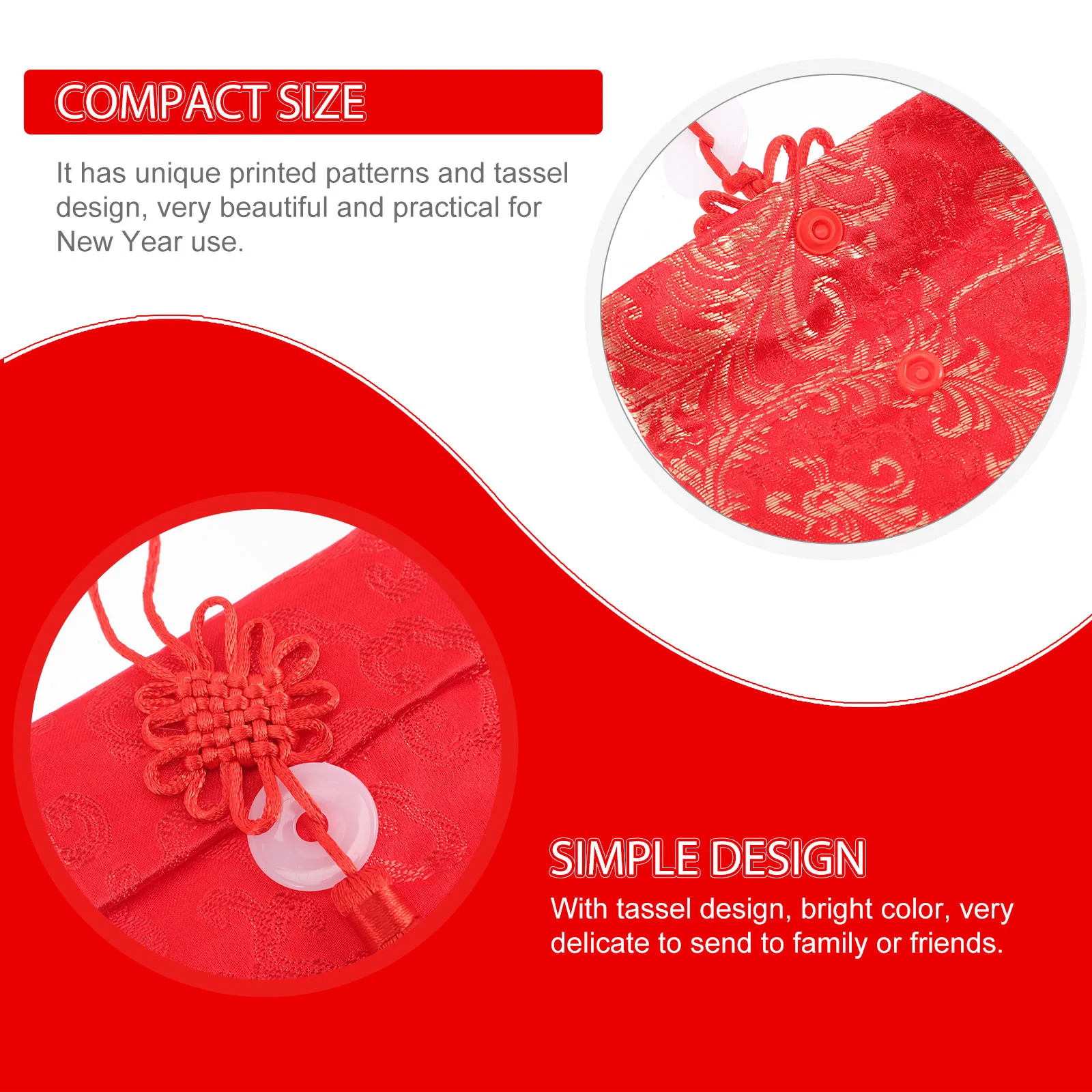 

2 Pcs Envelope Fabric Traditional 2023 Chinese Traditional Red Packet New Year Gift Envelopes Cloth Packet Money Bag Prosperity