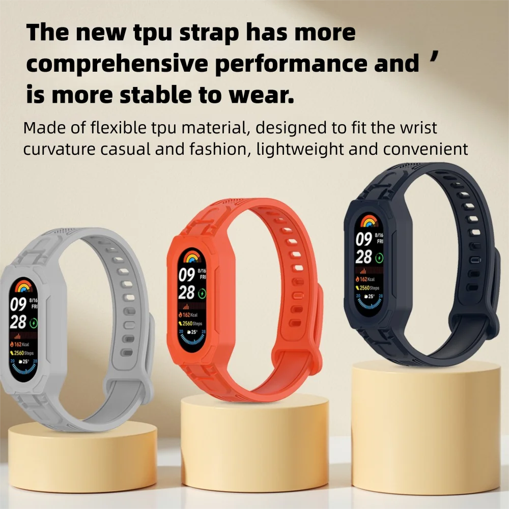 Integrated Watch Strap For Xiaomi Band 3/4/5/6/7/8/9 Stable Buckle Quick Release Skin-friendly Silicone Watch Band Men Women