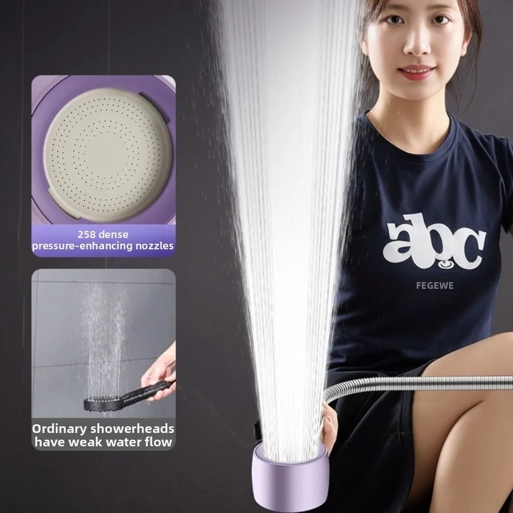 

Съемная ручная насадка для душа, 3-скоростной регулируемый антиблокирующий душ высокого давления с держателем из нержавеющего шланга длиной 1,5 м