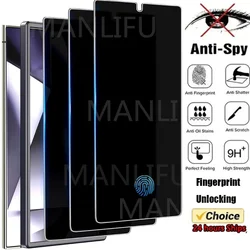 3D Curved Full Coverage Anti-Spy Tempered Glass For Samsung Galaxy S25 Ultra Privacy Fingerprint Unlock Screen Protector Glass