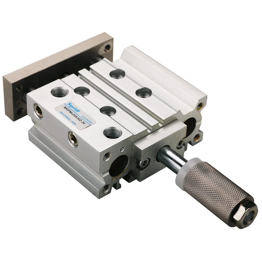 MGPM20 Boring 0-150 mm Verstelbare slag Drie-assig met stang Compacte geleiding Luchtpneumatische cilinder