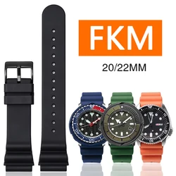 20mm 22mm Fluoro Rubber Strap for Seiko Diving 007 Water Ghost Abalone Canned MM5 New FKM Sports Waterproof Watch Band Bracelet