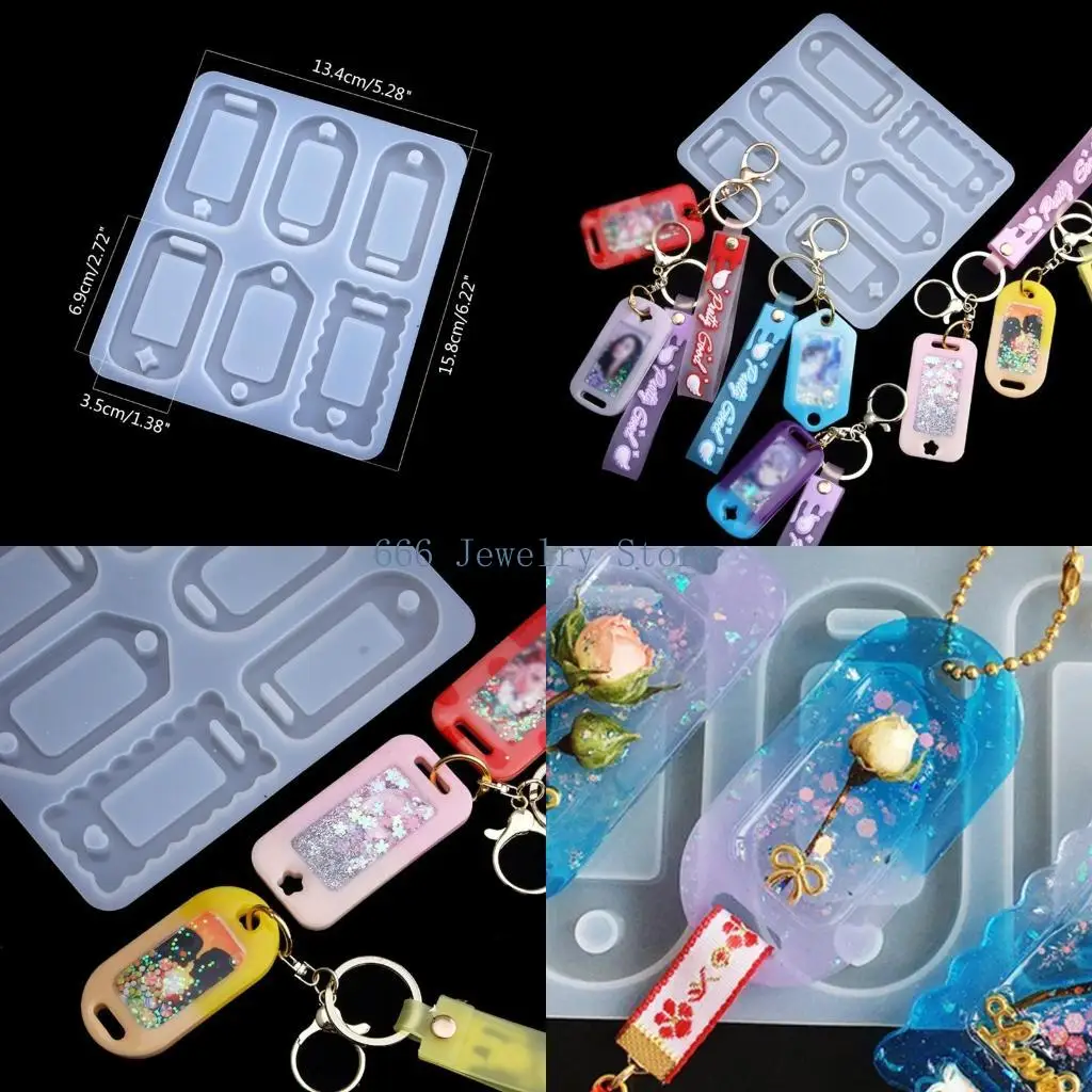 F2TD Shiny Glossy Silicone Decoration Molds Geometry Ornament Keychain Mold DIY Pendant Jewelry Epoxy Resin Crafting Molds