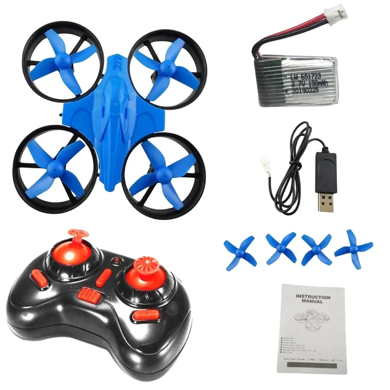 JJRC-Dron azul de control remoto, cuadricóptero de 4 ejes, 2,4G, 4 canales, giroscopio, RTF, UFO Fit Eachine E010, 360 grados