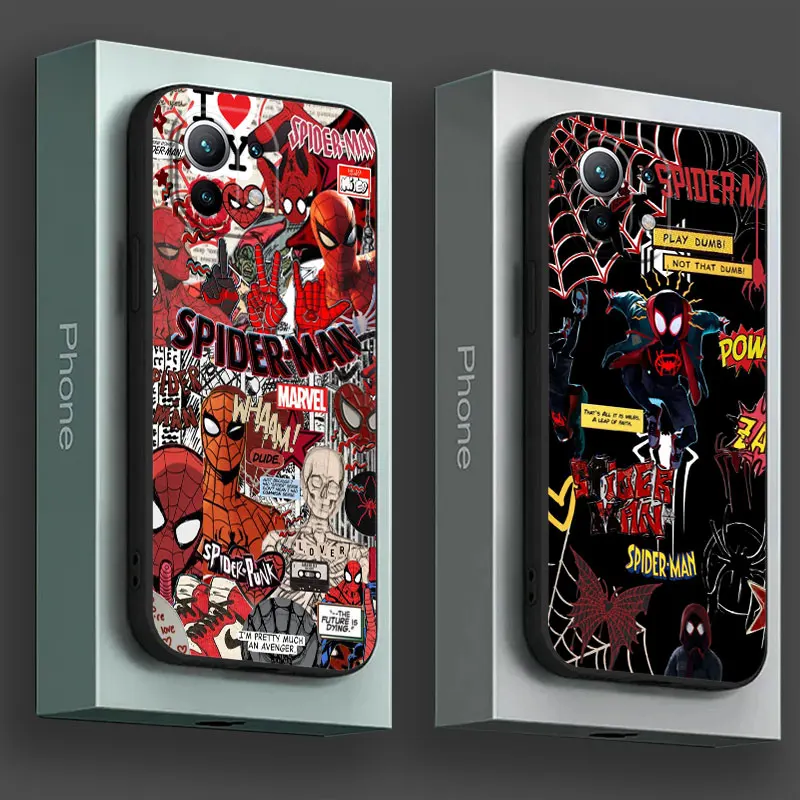 

Marvel Spiderman Comic Punk Phone Case For Xiaomi Poco X3 X4 X5 X6 M5 F5 F6 Pro Mi 14T 13T 12T 11T 10T 14 Pro 11 Lite Soft Cover