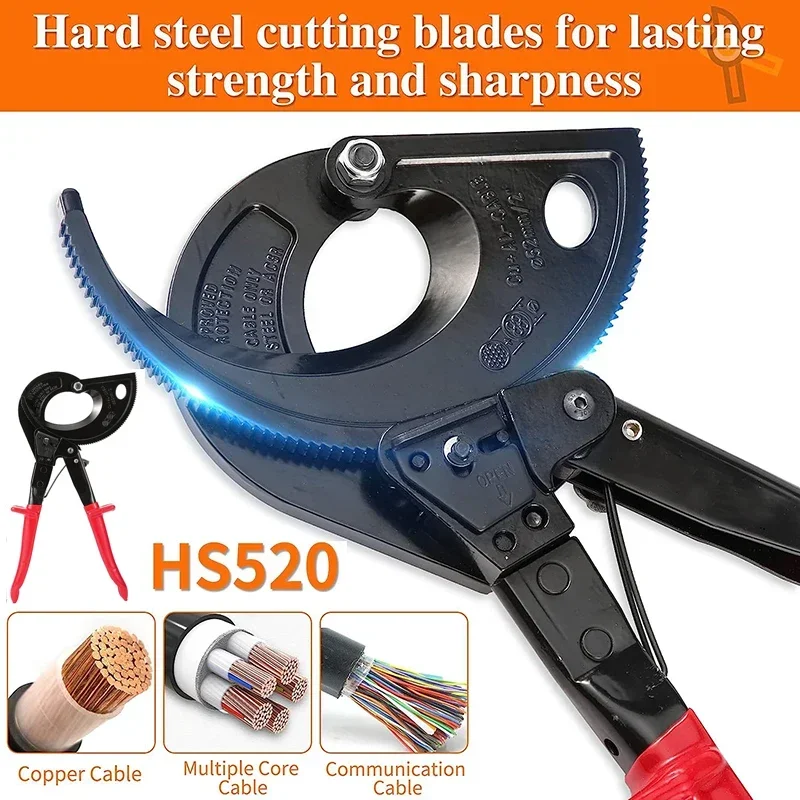 Cable Cutter Heavy Duty Aluminum Copper Ratchet Wire Cutter up to 400mm² HS-520A 