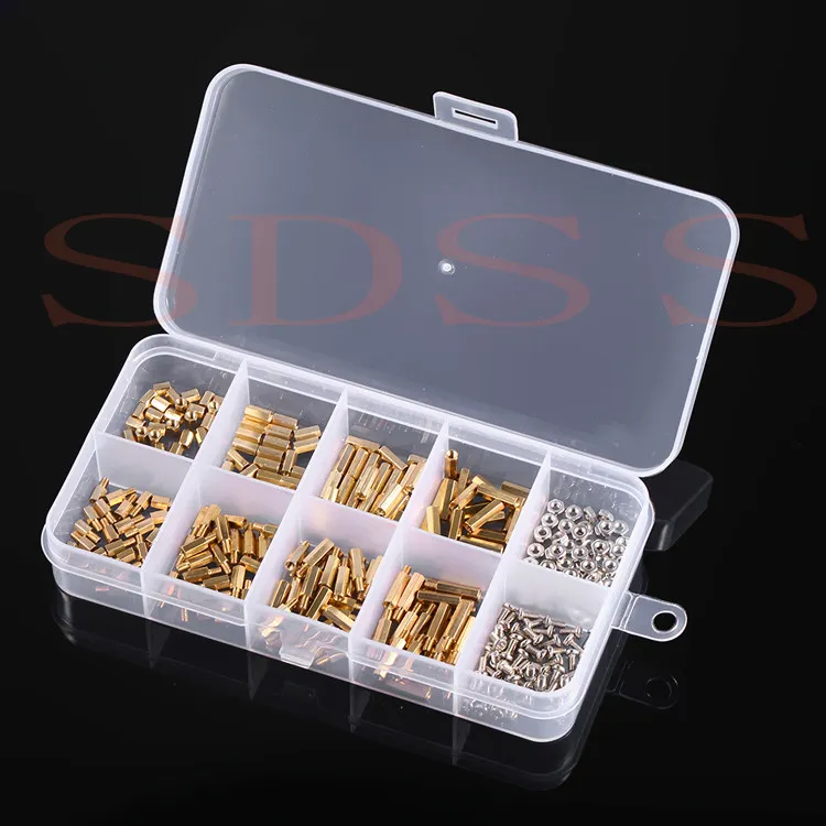 120pcs M2.5 Brass Standoff Double-ended Security Brass Standoff Screws Round Double-pass Single-pass Spacer Box