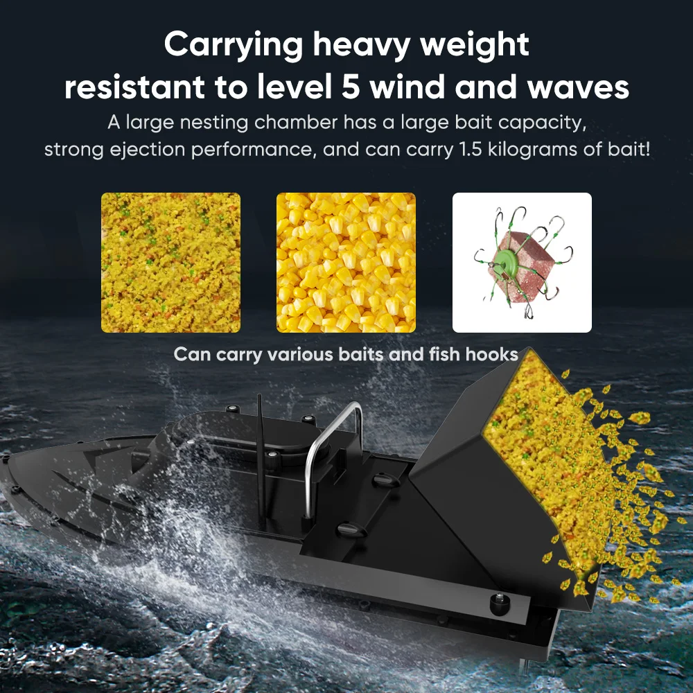 D12B RC Fishing Bait Boat 18000mAh High Power Wireless Remote Control Fast Fishing Feeder Boat Ship 1.5KG Load