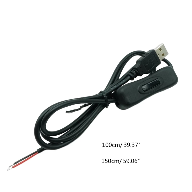 DIY 5V USB Jack 2Pin Power Charge Cable 1.5m Wire with Switch Replacement Charge Cable Cord with On Off Power Switch