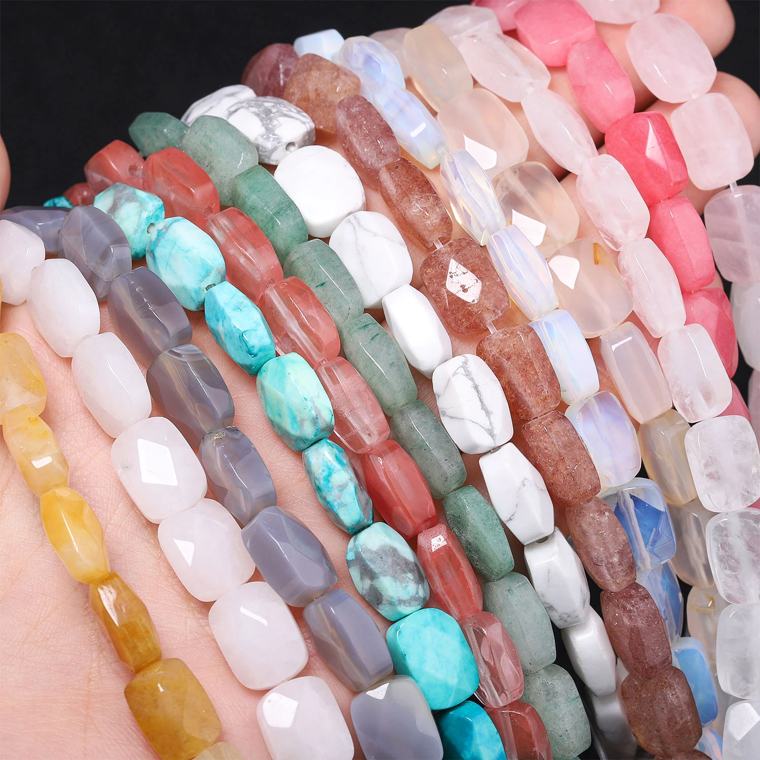 8x11mm Natural Amethyst Howlite Crystal Rectangular Faceted Stone Beads for Jewelry Making DIY Charms Bracelet Necklace 7.5in