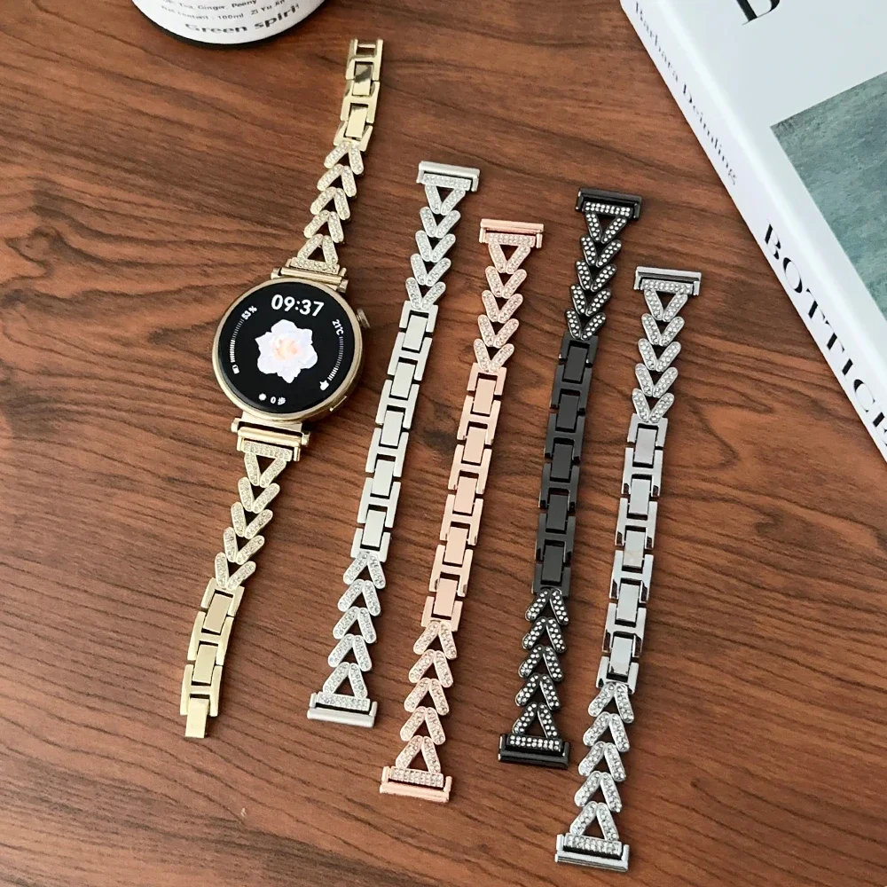 Diamond Slim Band for Huawei Watch GT 4 41mm pro 43mm 46mm Luxury Women Strap for Samsung Galaxy 4 5 6 Classic 40mm 44mm 42 47mm image 3