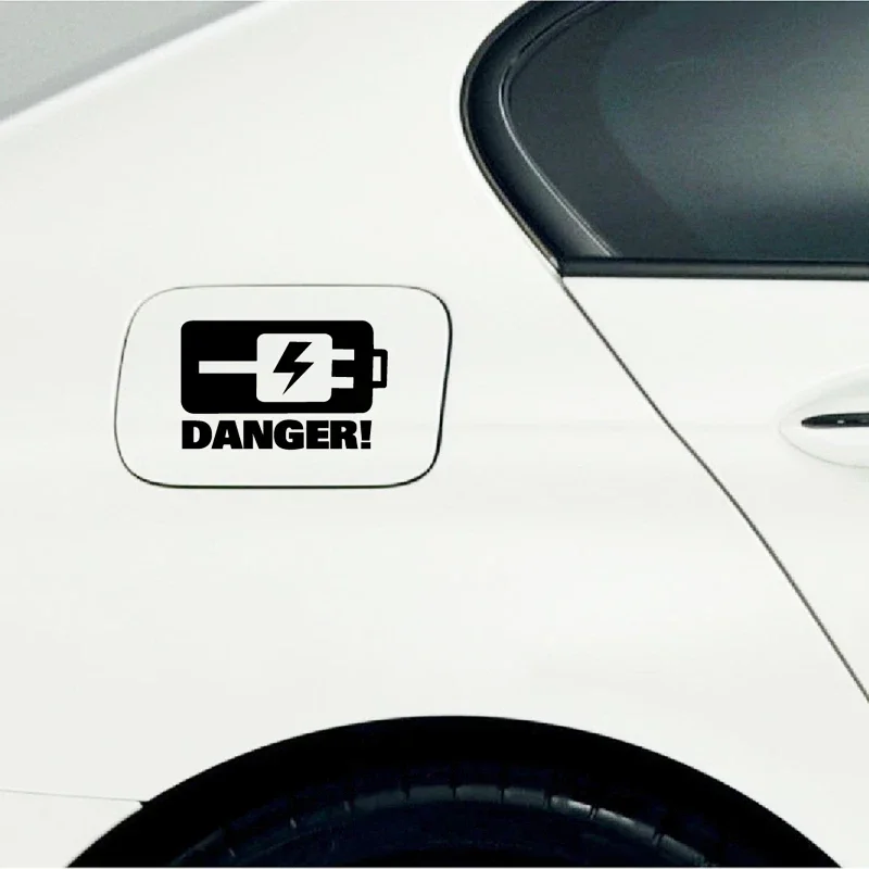 Dangerous Charging Warning Sign Vinyl Sticker Electric Car Fuel Tank Cap Decoration Warning Decoration Sticker Auto Parts