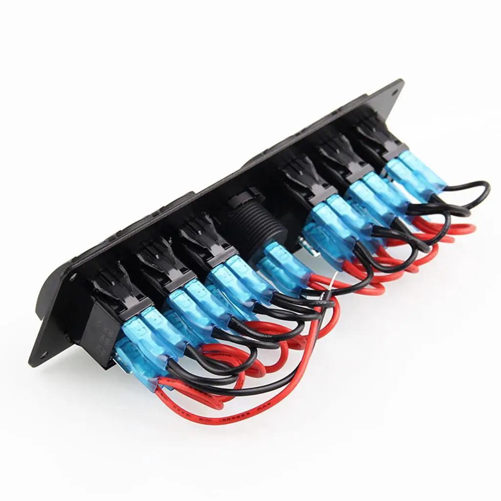 6 Gang Rocker Switch Panel with Voltmeter ABS Waterproof LED Control Module for 12V 24V Marine Caravan Truck