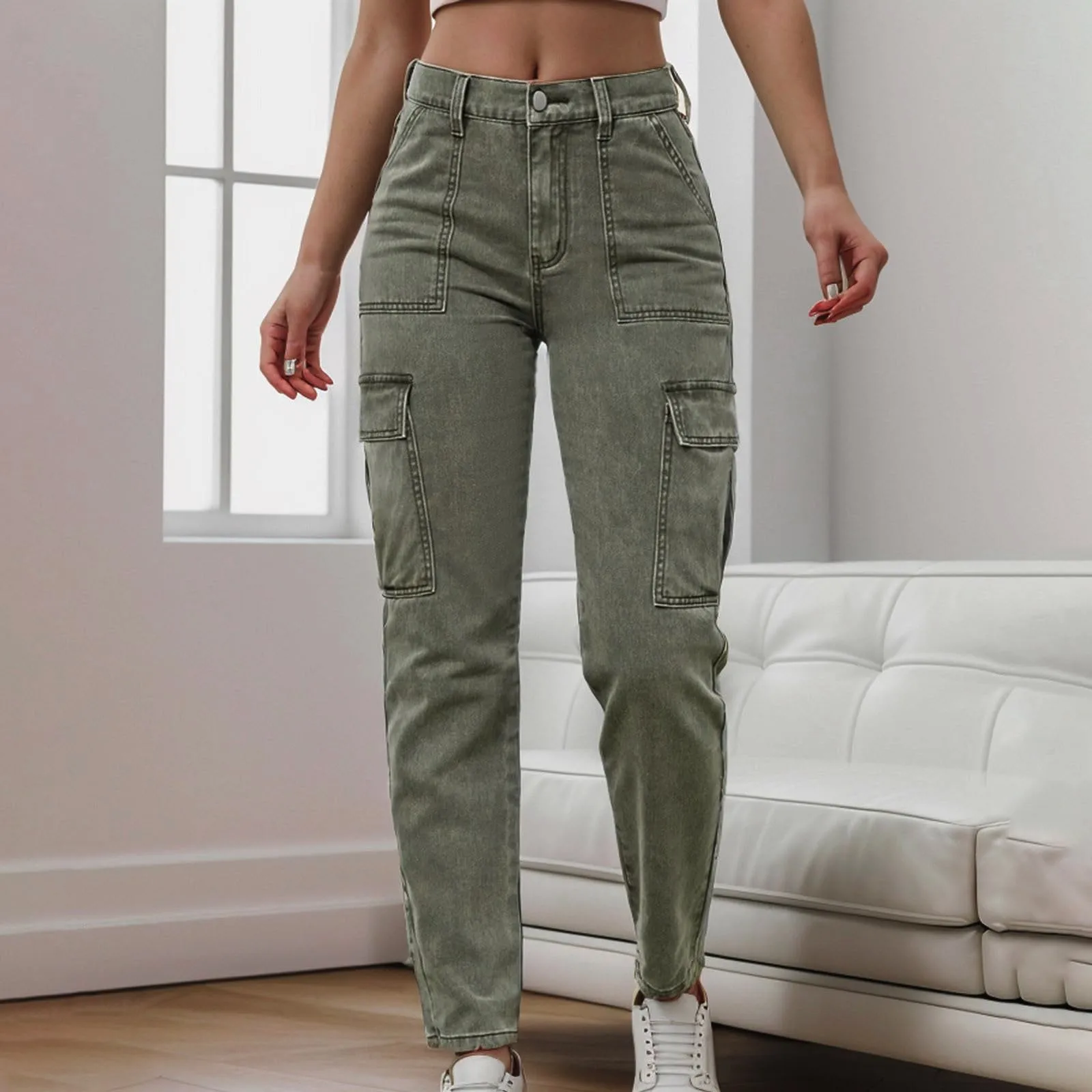 السيدات Harajuku سراويل أنيقة الخريف الشتاء عالية الخصر الشارع فضفاض البضائع السراويل جيب الجينز كول Sweatpants Pantalones De Mujer