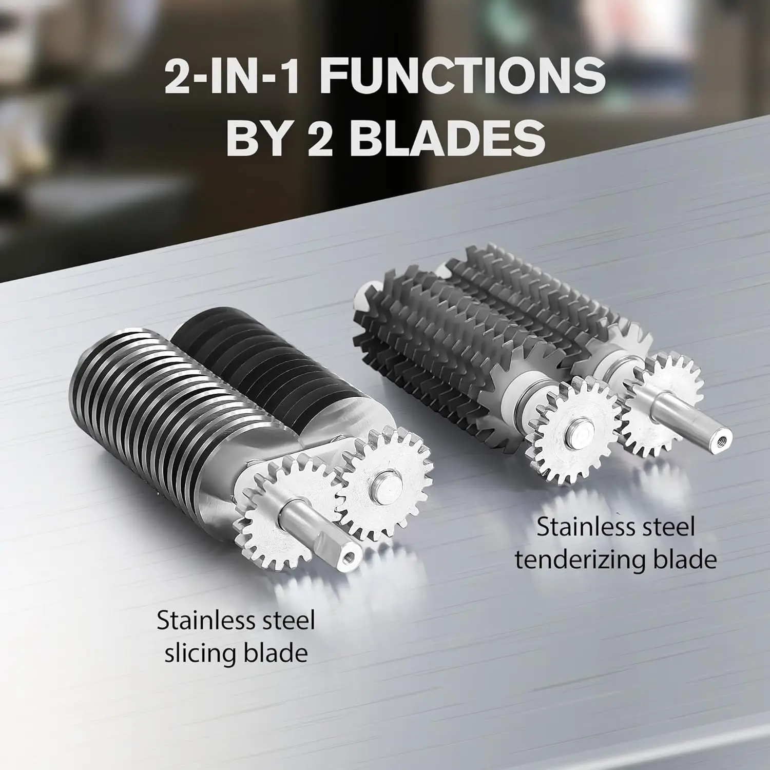 Meat Tenderizer Tool Manual Machine beef Jerky Slicer, 2-in-1 meat tenderizer machine Heavy Duty Cuber, 2 Set of Stainless Steel