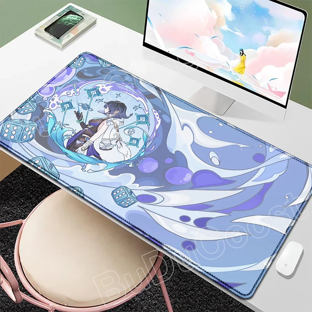 Mice Mat Genshin Impact Liyue Desk Mat Anime Mouse Pad Pretty Yelan Tartaglia Keqing Yanfei MousePad Non-slip Keyboard Mousepads