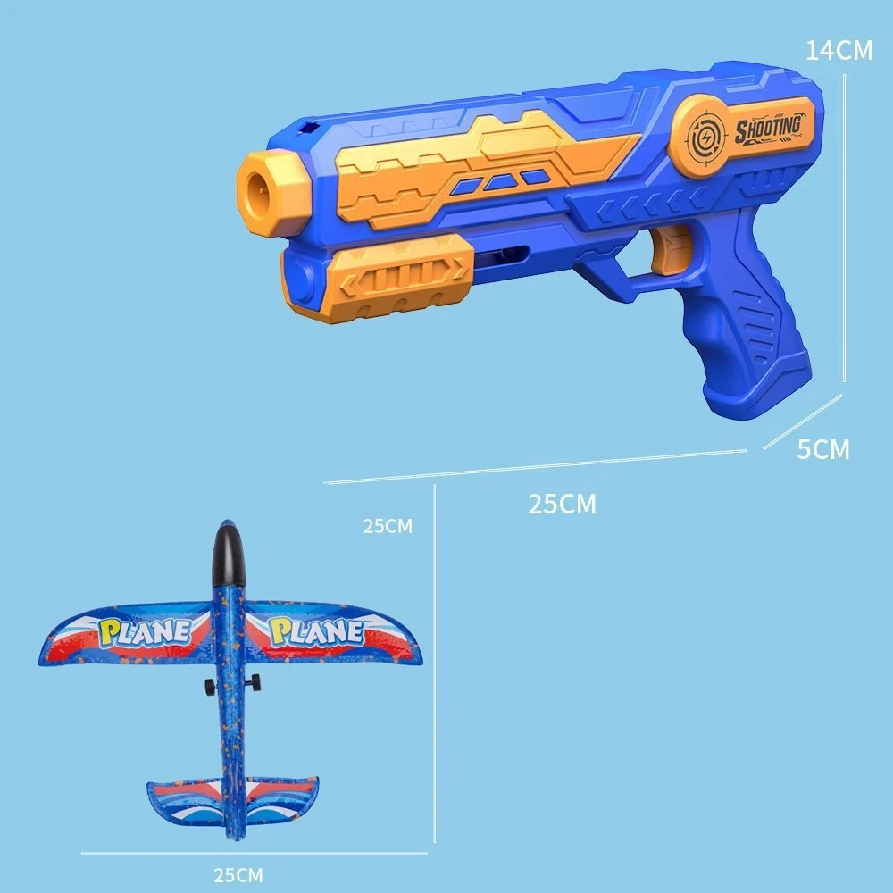 Kids Airplane Gun Toy 4 in 1 Soft Bullet Foam Plane 10M Launcher Shooting Fly Kite Toys Gifts Children Outdoor Game Toy Sports