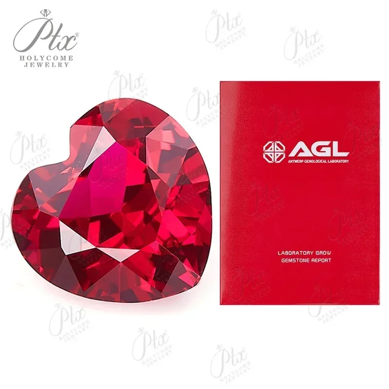 Top Quatity Lab Grown Ruby Pigeon Blood Red Heart Shape Loose Stones Diy For Jewelry Making Materials Selectable AGLCertificate