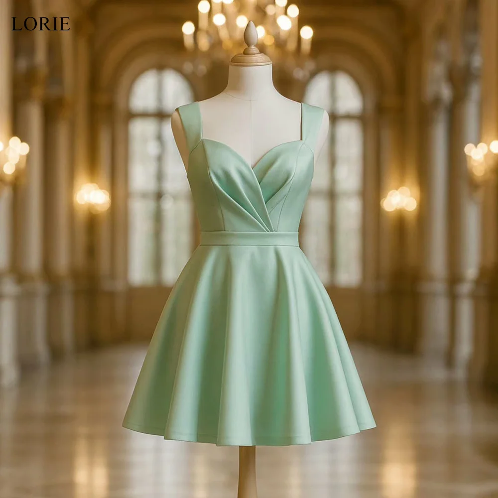 

LORIE Charming Satin Party Dresses Pleats Sleeveless A-Line Evening Prom Dress Cute Mini Prom Gown Customized