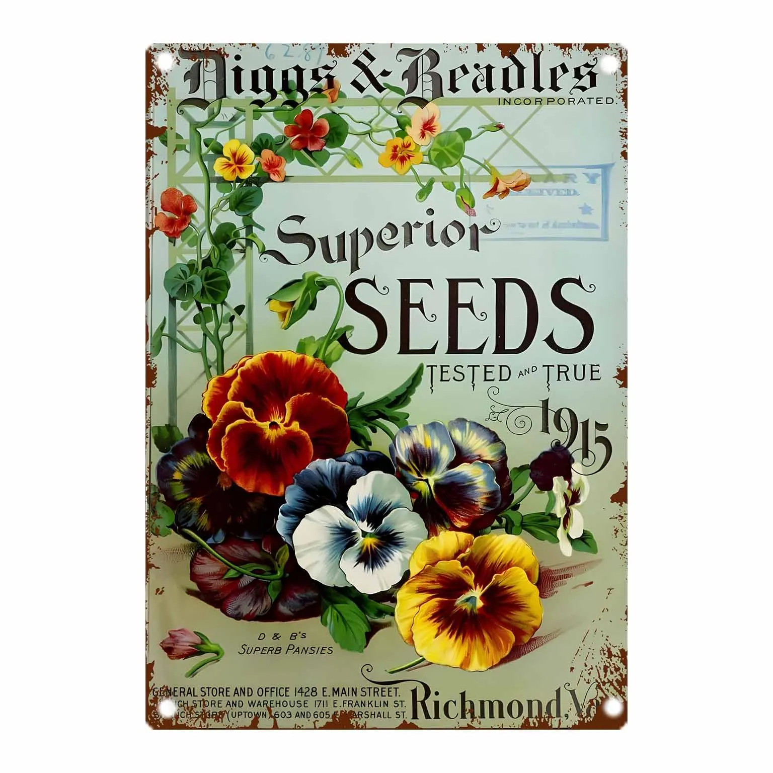 1pc Vintage Floral Seed Metal Sign-Rustic Retro Garden Decor, Reusable Indoor Wall Art,