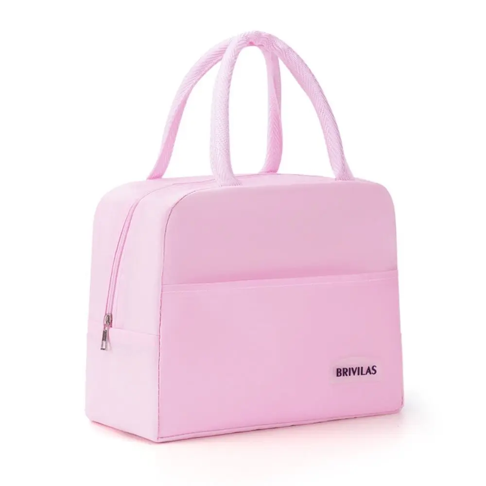 Solid Color Canvas Handbag Simple Reusable Large-capacity Lunch Bags Picnic Breakfast Bag Fresh Ice Packs Office Worker