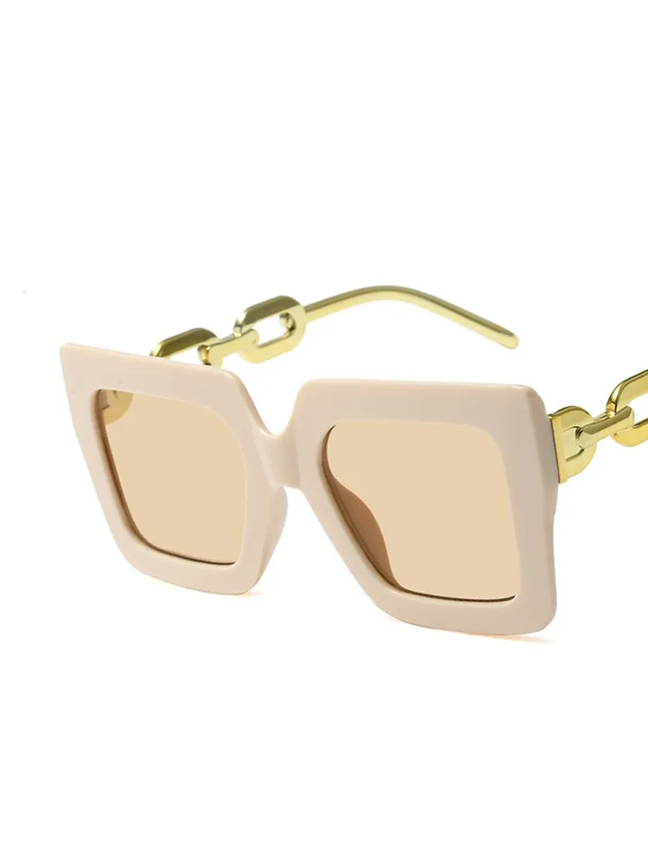 Express Retro oversized square frame chain sunglasses Vintage Polygon Gold Wire Metal Frame Shades Square Trendy  main image 3