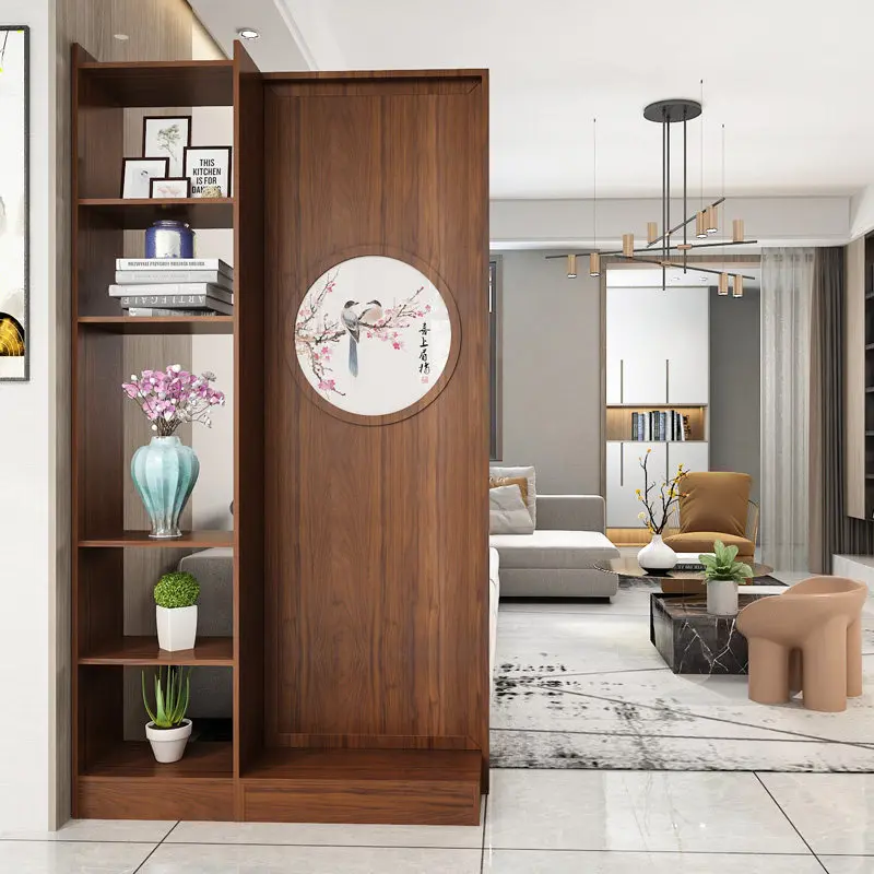 Yjq new Chinese living room entrance partition wall shelf modern simple bookcase floor shelf