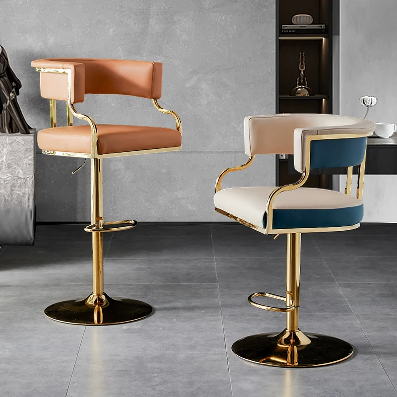 Minimalistic Modern Bar Chairs Gold Leg Luxury Adjustable Living Room Kitchen Bar Stools Modern Sillas Barra Cocina Furniture