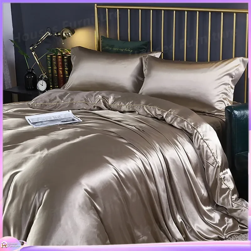 Luxury washed silk four-piece set double-sided satin quilt cover ice silk silk sheet mattress bedding wholesale