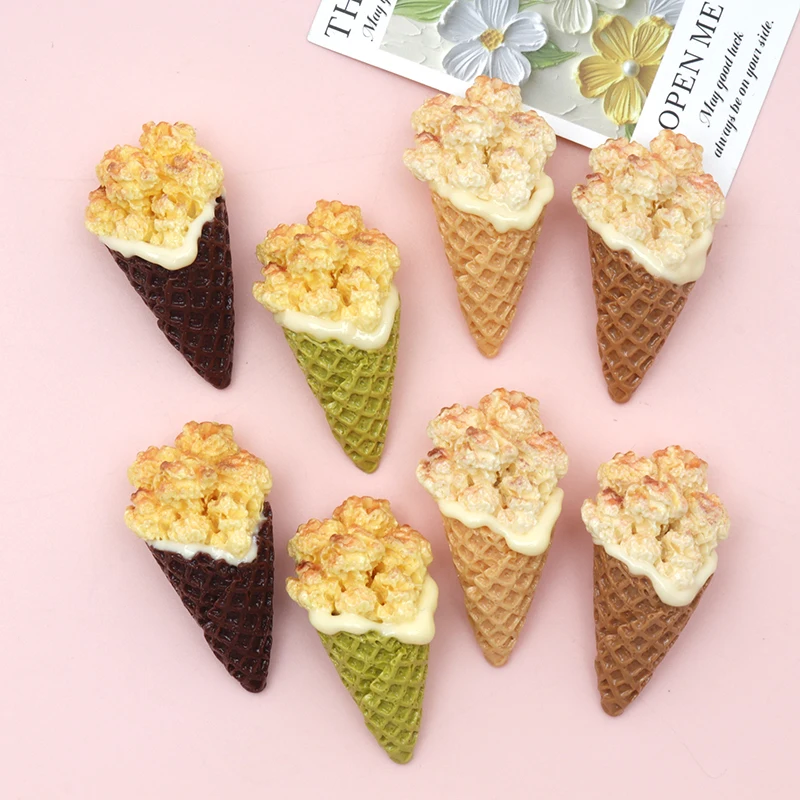 4/40Pcs Sweet Miniature Resin Popcorn Flatback Cabochon Scrapbooking Kawaii DIY Hair Charms Keychain Supplies Decor Accessories