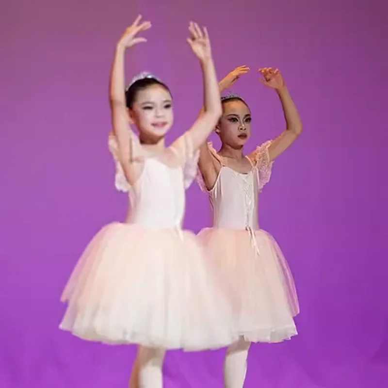 

Романтический балетный костюм Жизель для девочек, детское бархатное платье из фатина для фигурного катания, летнее платье балерины с короткими рукавами и шнуровкой