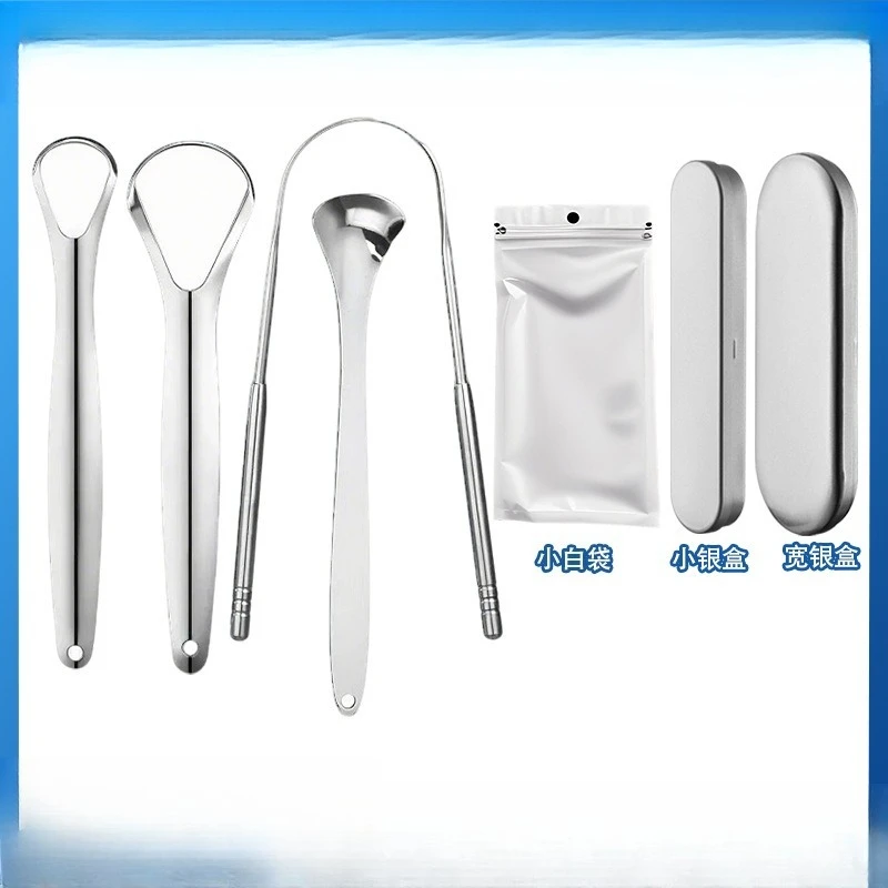 High Quality U-Shaped Tongue Cleaner Boxed Tongue Scraper Stainless Steel Oral Cleaning Tongue Brush