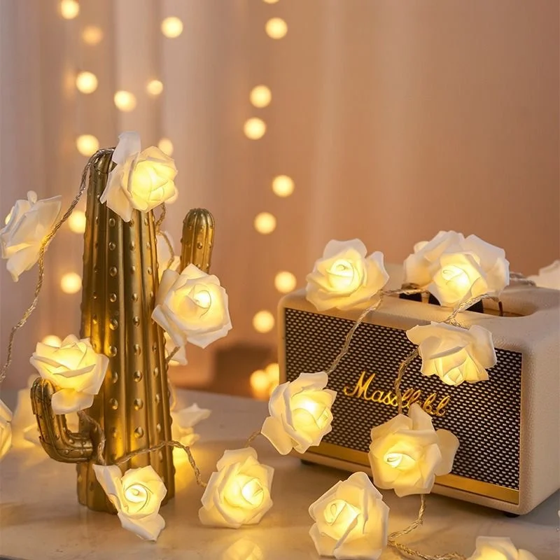 Valentine's Day 3m 20leds Rose Flower String Lights Battery Operated Romantic Red Pink Rose Lights Artificial Flowers Led Lamp