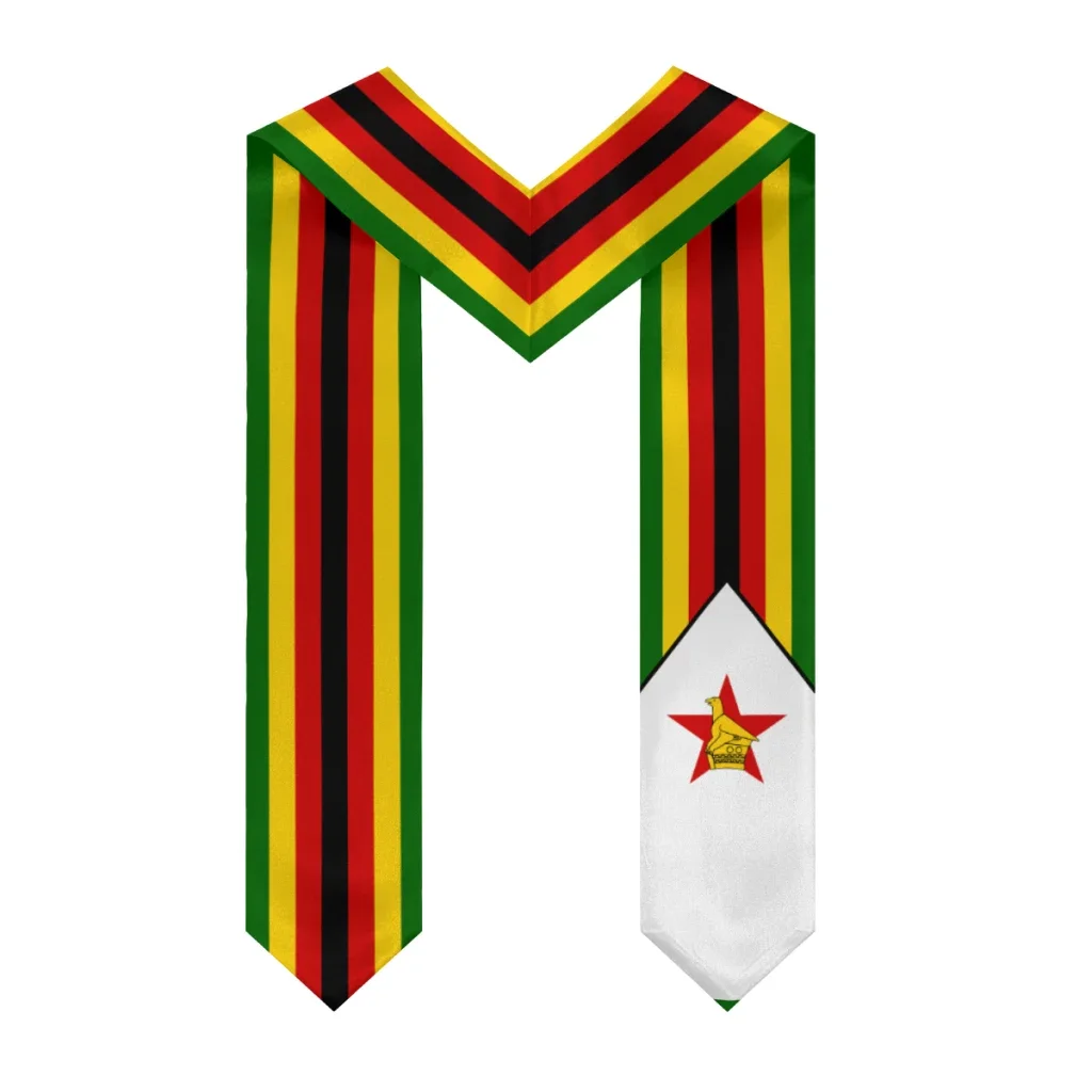 Customization More Design Graduation Shawl Zimbabwe Flag & United States Flag Stole Sash Honor Study Aboard International Studen