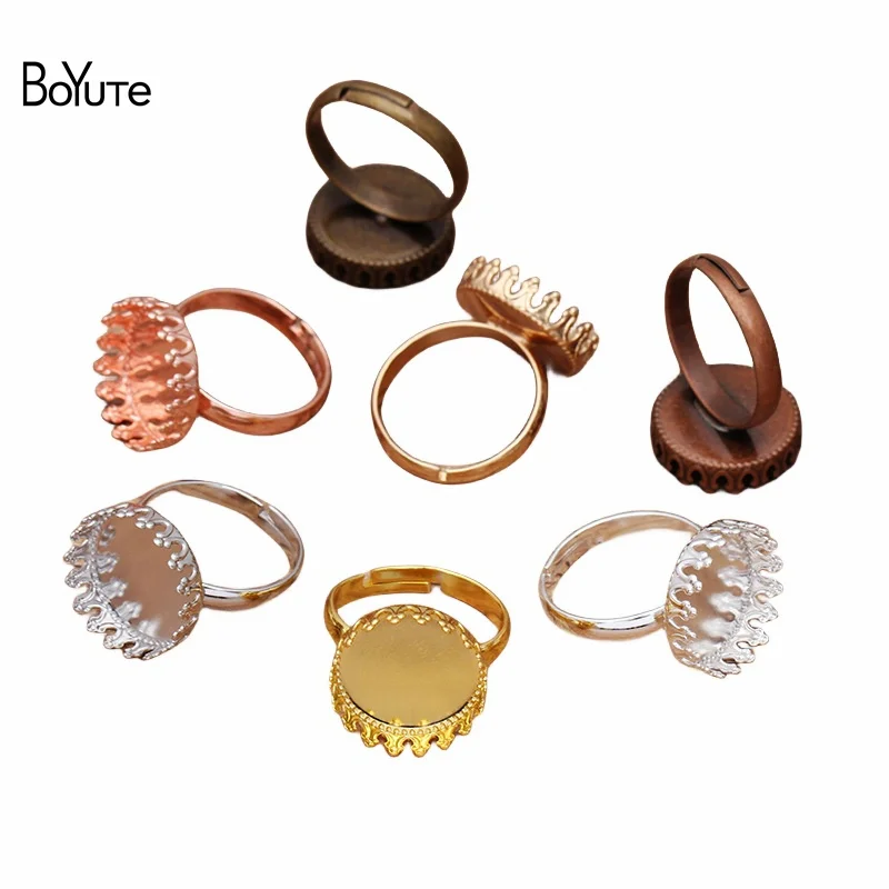 

BoYuTe Custom Made (200 Pieces/Lot) 15MM Cabochon Ring Base, Ring Tray, Ring Settings, Ring Blanks Adjustable DIY Accessories