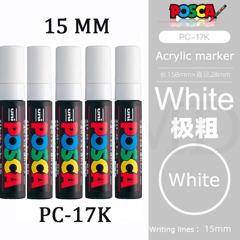 Japanischer Uni-Acryl-Markierungsstift, 5 Stück posca rotuladores weiß/schwarz, permanente Graffiti-Marker, Farbstift/POP-Poster, Kunstbedarf