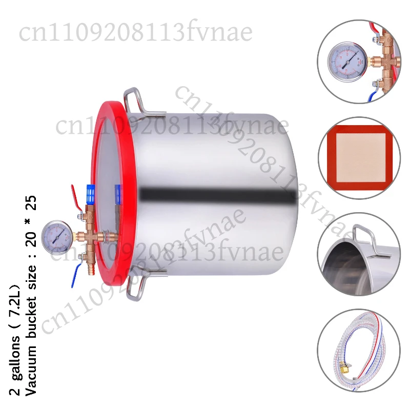 

5 Gallon 20L Stainless Steel Vacuum Degassing Chamber Vacuum Defoaming Barrel for Silicone Resin AB Adhesive 30x30CM