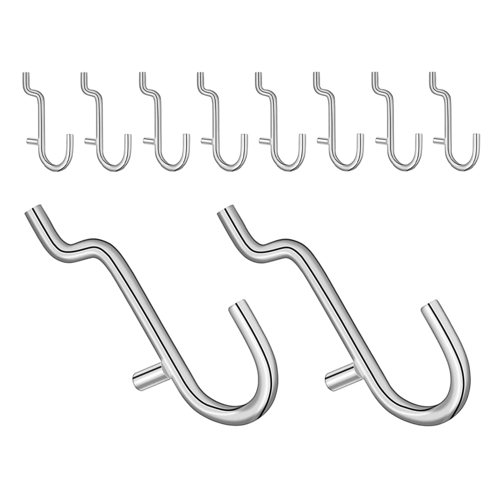 

10pcs Hooks Metal Shelf Accessories Pegboard Utility Hangers Stainless Steel Versatile Design Tool Storage