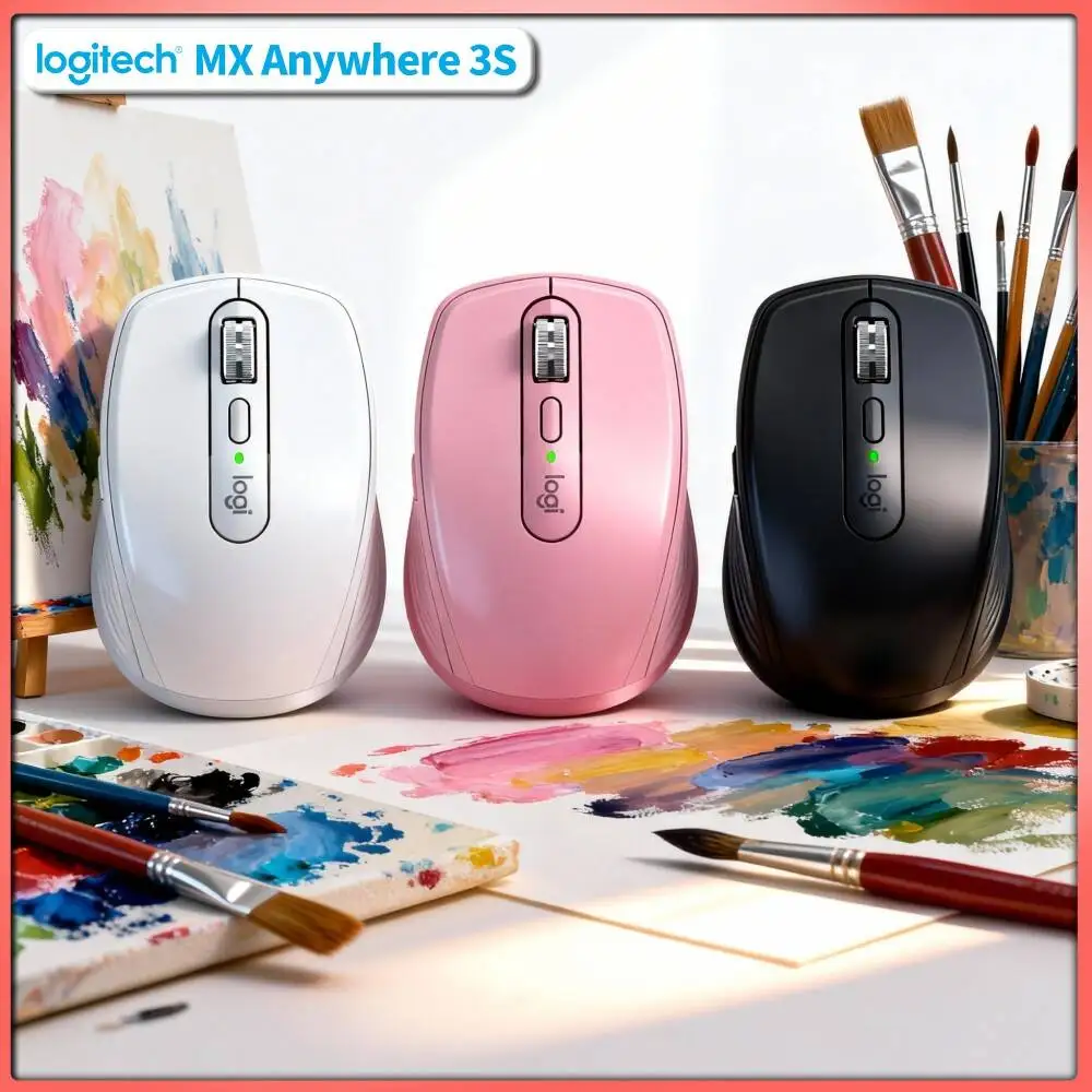 Travel MX Anywhere 3S Mouse - 8000 DPI, Hyper-Scroll, USB-C Quick Charge, Compact for Book Tour Backpack Laptop Bag Pouch