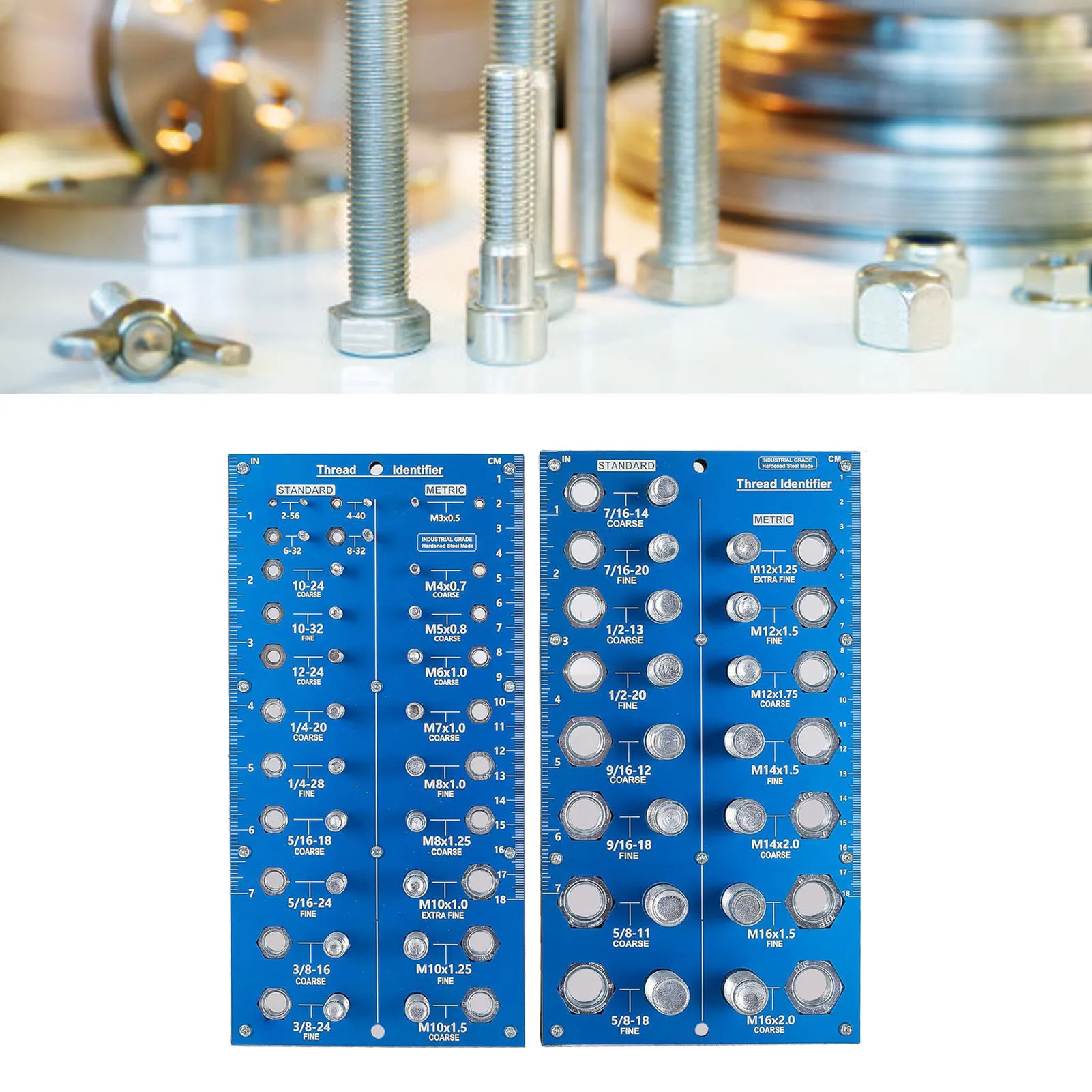 

Nut and Bolt Thread Checker 38 Holes Inch and Metric Identifier Gauge for Handyman DIY Project Nut and Bolt Thread Checker
