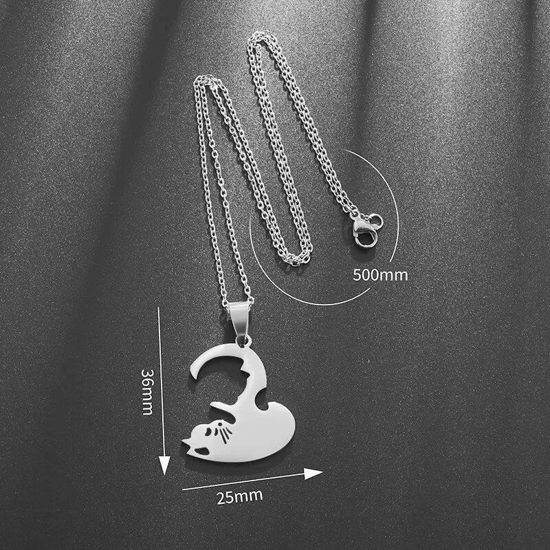 HDPLove-Collier d\'appariement de chat pour hommes et femmes, bijoux en acier inoxydable, pendentif meilleur ami, cadeau de couple, mode, chaud