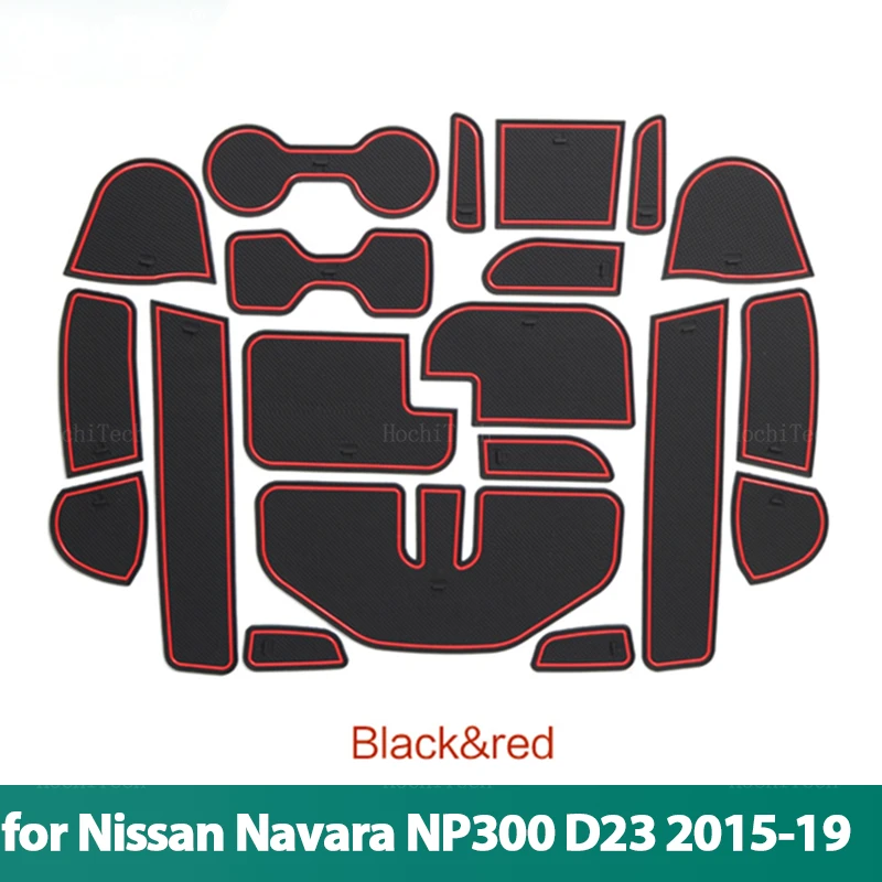 Non-Slip Car Gate Slot Mat Door Groove Pad Cup Holder Rubber Coaster Interior for Nissan Navara NP300 D23 2015-2019