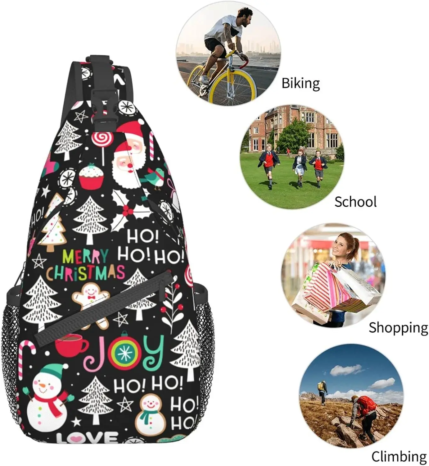 Merry Christmas Snowman Chest Bags Joy Holiday Crossbody Sling Bag Travel Hiking Backpack Casual Shoulder for Women Men