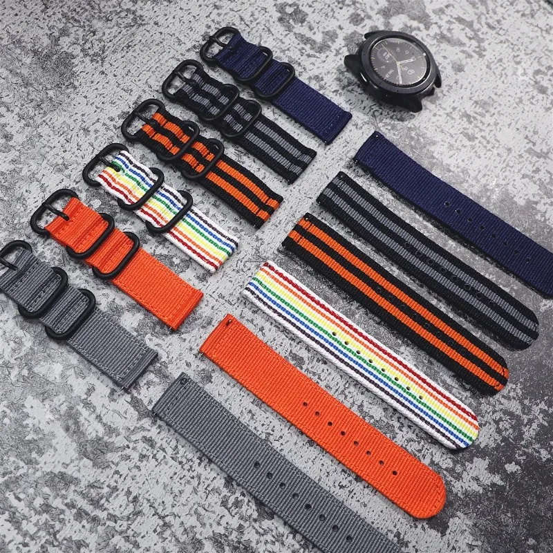 Nylon Watch Band 20mm 22mm Durable Sweat‑Resistant Sport Replacement Wrist Strap for Samsung,Huawei,Huami Smart Watch Accessory